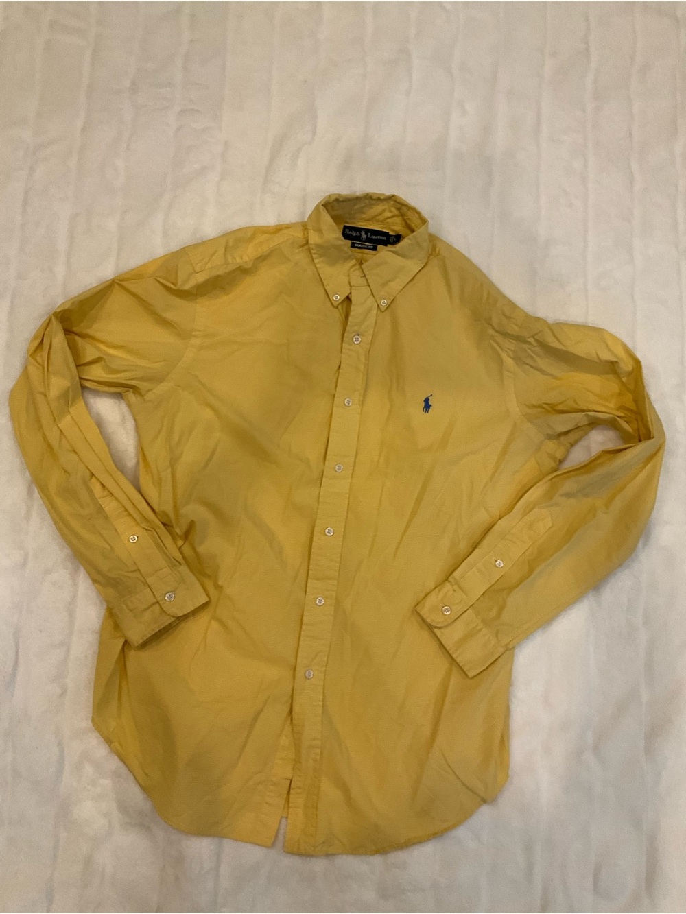 Ralph Lauren Men’s Yellow Button-Down Shirt with Pony Logo